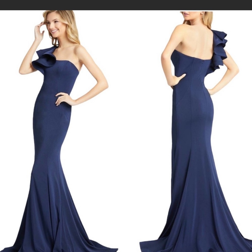 Mac Duggal One Shoulder Ruffled Mermaid Gown